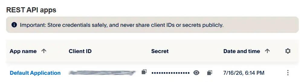 Paypal Sandbox Credentials