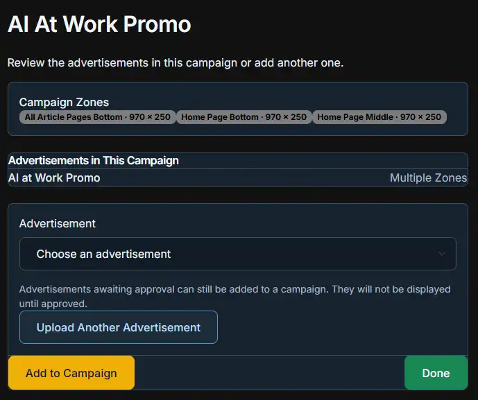 Campaigns at a glance on WaypointAds