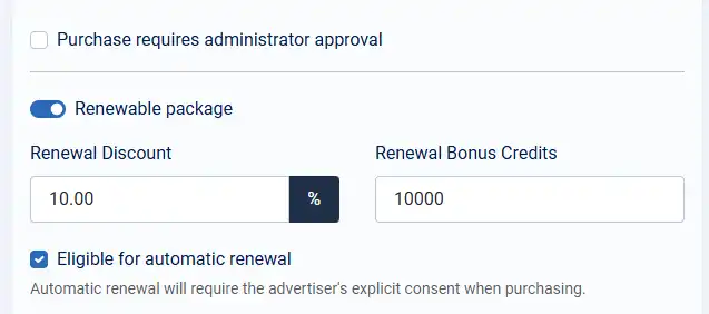 Offering an incentive to continue advertising is beneficial to the Customer and the Administrator. The Renewals Options in the Administrator's Panel in WaypointAds